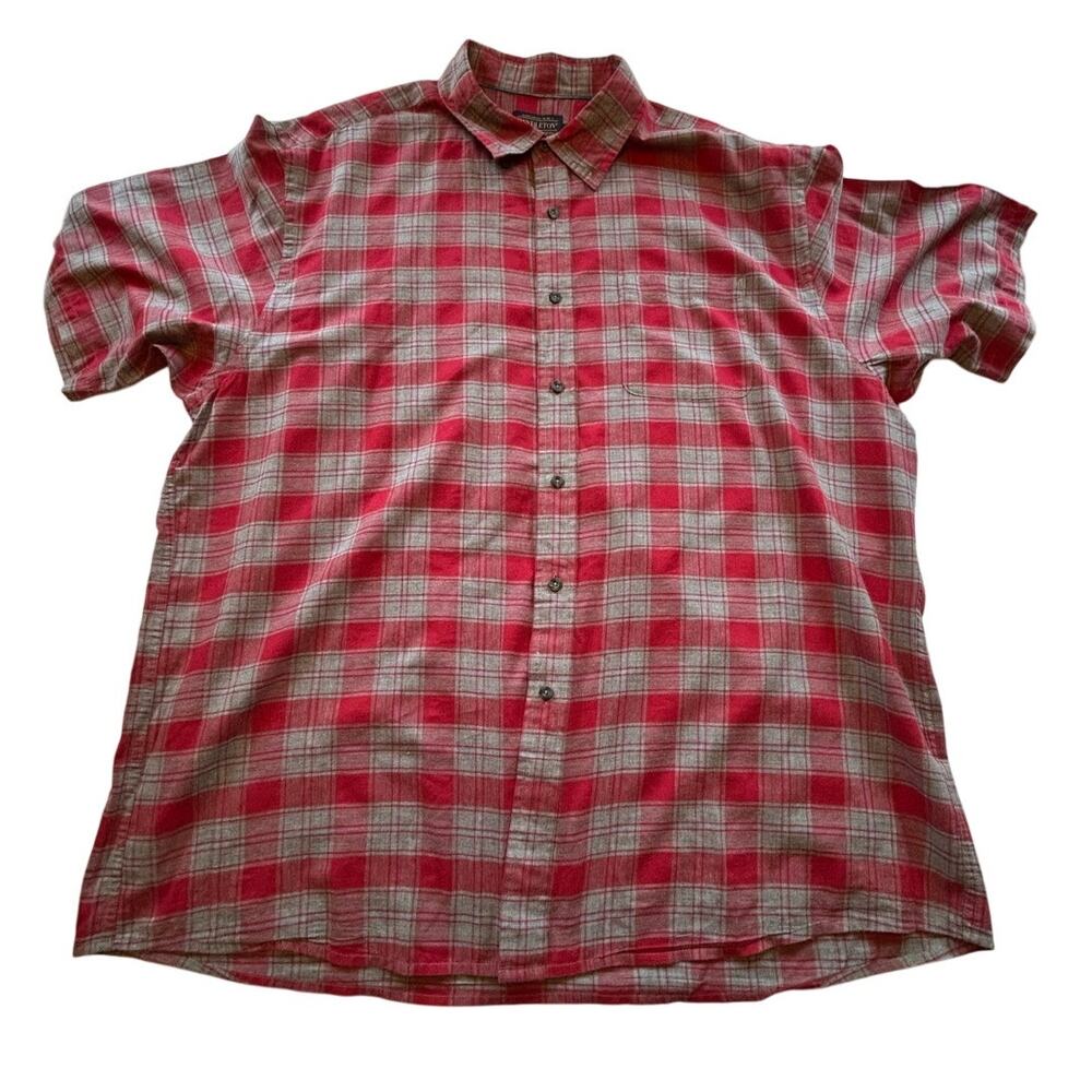Pendleton Mens XXL Red Gray Plaid Short Sleeve Frontier Cotton Shirt - Picture 1 of 6